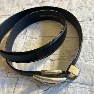 SILPADA DESIGNS WESTERN ITALIAN LEATHER BLACK/ SILVER TONE HARDWARE BELT 38